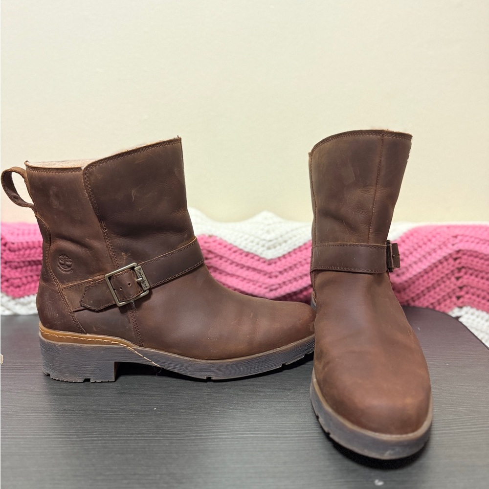 Classic Brown Leather Combat Boots